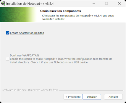 Installateur - Composantes raccourci
