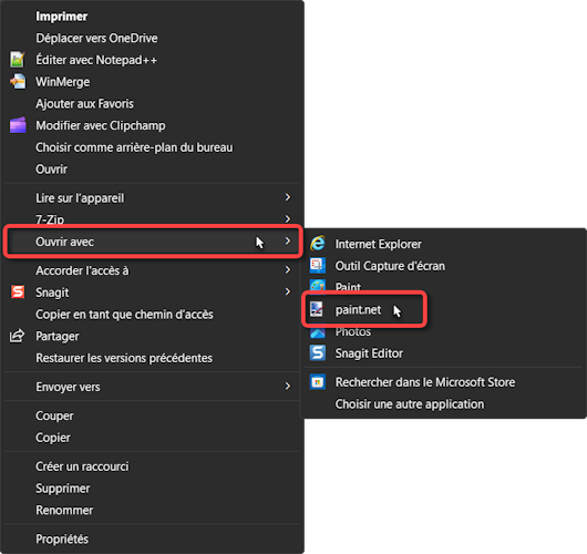 Paint.NET - Menu Contextuel