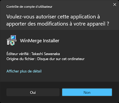 WinMerge - UAC