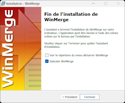 Installation WinMerge - Fin de l'installation