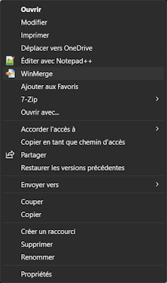 WinMerge - Menu Contextuel